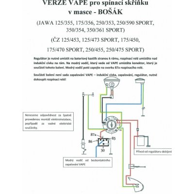 Elektroinstalace (VAPE, spínačka v masce) - JAWA-ČZ, 250/350 Kývačka | Zboží Auto