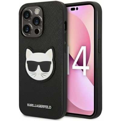 Pouzdro Karl Lagerfeld Phone 14 PRO Saffiano Choupette Head Patch černé