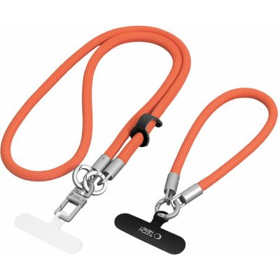 Tech-Protect C10S Rope Crossbody šňůrka na telefon s poutkem na zápěstí - ORANGE/TITANIUM – Zboží Mobilmania
