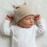 Baby Service Kojenecká nasazovací bavlněná čepice s oušky Béžová Babyservice – Sleviste.cz