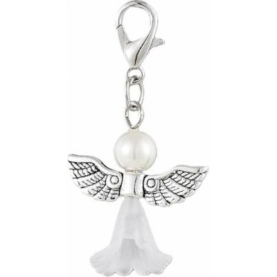 Přívěsek na klíče anděl strážný s perlou na karabince – Sleviste.cz