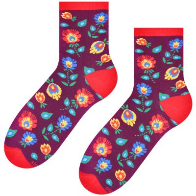 Dámské ponožky 118 MAROON/RED