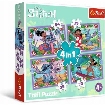 TREFL Lilo&Stitch Bláznivý den 4v1 35,48,54,70 dílků – Zboží Mobilmania