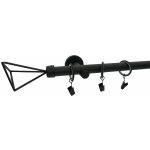 KovovégarnýžeCZ Rando modern 19 mm Dvouřadá Kroužky s háčky černá matná 400 cm – Sleviste.cz