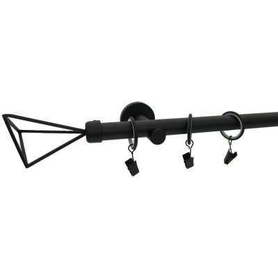 KovovégarnýžeCZ Rando modern 19 mm Dvouřadá Kroužky s háčky černá matná 400 cm – Sleviste.cz