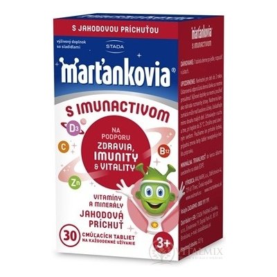 STADA Marťánci s Imunactivom cucavé tablety, příchuť jahoda, 30 ks
