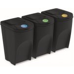 Prosperplast Sada 3 odpadkových košů SORTIBOX recyklovaná černá 3 x 35 L – Zboží Mobilmania