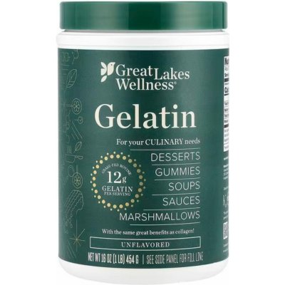 Prášková želatina Great Lakes Wellness bez příchuti 454 g – Hledejceny.cz