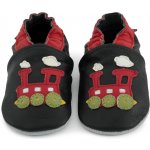 Carozoo Kožené capáčky s koženou podrážkou vláček Černá – Zboží Mobilmania