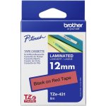 Brother TZE-431, černý tisk červený podklad 8 m x 12 mm – Zboží Mobilmania