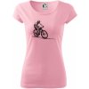 Dámské tričko s potiskem MTB kreslený cyklista Pure dámské triko Růžová