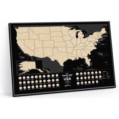 Černá cestovní mapa USA Scratch off