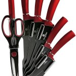 Berlingerhaus Sada nožů ve stojanu s nepřilnavým povrchem 8 ks Burgundy Metallic Line – Sleviste.cz
