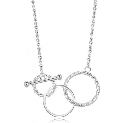 Šperky eshop Provlékací stříbrný náhrdelník hladké kolečko, propletené kroužky R08.11