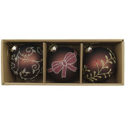 Chic Antique Vánoční baňka Mocca Ø 8 cm – set 3 ks, hnědá barva, sklo – Hledejceny.cz