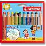 STABILO Barevná pastelka "Woody" 3v1 pastelka vodovka voskovka 10ks Pouzdro – Zboží Dáma