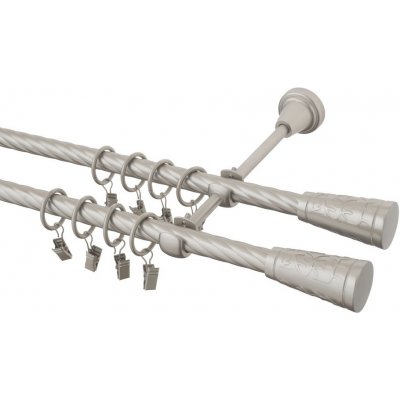 GARNÝŽE-HEBR Garnýž kroucená Sevilla double chrom mat dvojitá 320 cm – Zboží Mobilmania