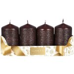Sada adventních svíček TAURUS metalická tm. hnědá škrab. efekt 5 x 9 cm, 4 ks – Hledejceny.cz