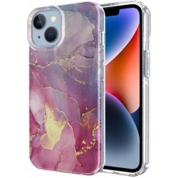 Pouzdro Appleking mramorové třpytivé iPhone 13 Pro - růžovofialové