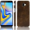 Pouzdro a kryt na mobilní telefon Samsung Pouzdro JustKing litchi Skin kožené Samsung Galaxy J6 Plus - hnědé