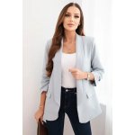 Kesi Włoski dámská sako bez zapínání s podšívkou šedá černá bílá – Zboží Dáma
