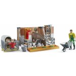 BRUDER 62611 Bworld Stáj pro krávy kráva tele a farmář – Zboží Dáma