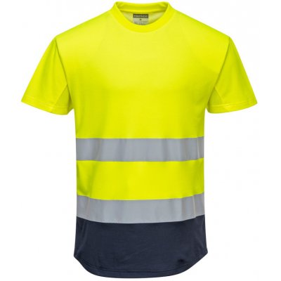 Portwest C395 tričko síťové krátký rukáv reflexní žlutá/navy L – Zboží Dáma