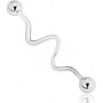 Šperky eshop ocelový zvlněný piercing do ucha ukončený kuličkami AC8.10 – Zboží Mobilmania