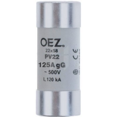 OEZ OEZ:18271 Pojistková vložka PV22 125A gG Un 500 V a.c./250 V d.c., velikost 22×58, gG - charakteristika pro všeobecné použití, Cd/Pb free – Zbozi.Blesk.cz