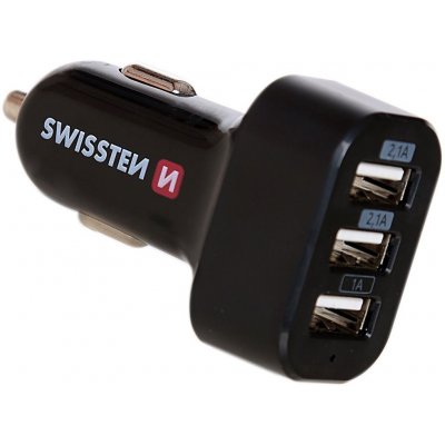 Napájecí adaptér SWISSTEN 3x USB černý Napájecí adaptér, do auta, 3x USB, vstup 12-24V, výstup 5V, 2,1/1A, černý 20111200 – Zboží Živě