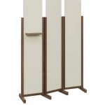 Atmosfere LINE 319 dřevěný 3-dílný paraván mobilní výška 1900 mm rám ořech královský výplň smetanová polička – Sleviste.cz