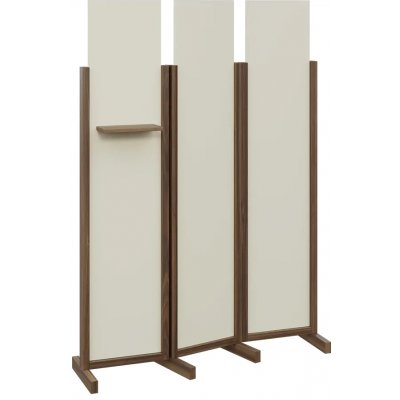 Atmosfere LINE 319 dřevěný 3-dílný paraván mobilní výška 1900 mm rám ořech královský výplň smetanová polička – Sleviste.cz