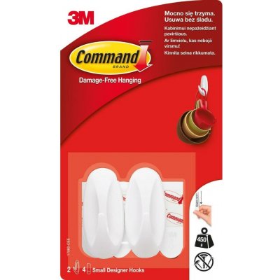 3M Command™ bílé samolepící plastové háčky, malé provedení, nosnost 450 g, 2 ks – Hledejceny.cz