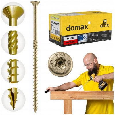 Tesařské vruty do dřeva, zápustná hlava CS 8x300mm 50 ks DOMAX – Hledejceny.cz