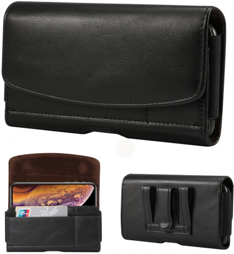 Pouzdro AppleKing kožené peněženkové na pásek iPhone XR / XS Max - černé