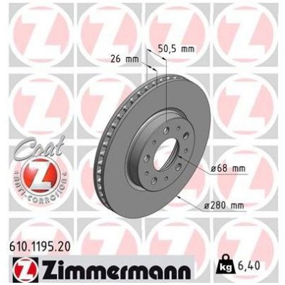 Brzdový kotouč ZIMMERMANN 610.1195.20 – Hledejceny.cz