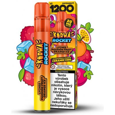 Kurwa Rocket Lychee Passion Fruit Orange Ice 20 mg 1 200 potahů – Zboží Dáma