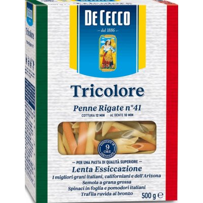 De Cecco Penne Rigate TRICOLORE 0,5 kg – Sleviste.cz