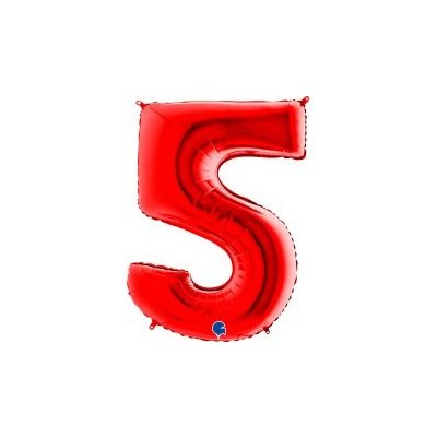 GRABO fóliový balónek ČÍSLICE ČERVENÁ 5 102cm,40 nafukovací – Zboží Mobilmania