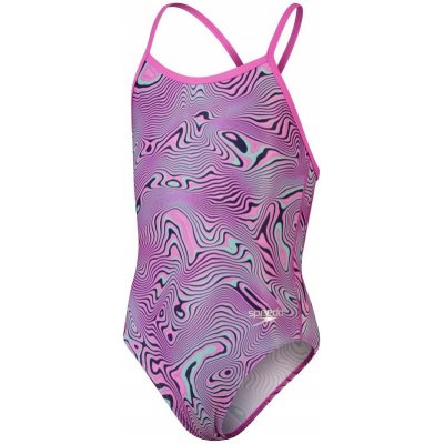 Speedo Allover Digital Vback Neon Reefs Girl True