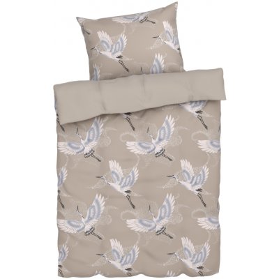 Livarno home satén povlečení jeřáb/béžová 140x200 70x90 – Sleviste.cz