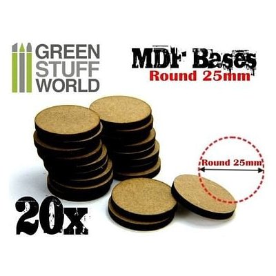 Dřevotřískové podstavce MDF Bases Round 25mm (20 ks) – Zboží Živě