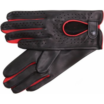 Špongr Dámské kožené řidičské rukavice Zonda černé s červenou šichtlí