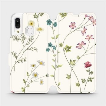 Pouzdro Mobiwear parádní flip Samsung Galaxy A40 - MD03S Tenké rostlinky s květy