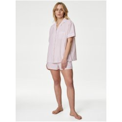 Marks & Spencer dámské pruhované pyžamo propínací růžové
