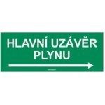 HLAVNÍ UZÁVĚR PLYNU VPRAVO, Samolepka 210x80 mm – Sleviste.cz