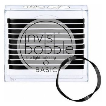 Invisibobble Basic True Black, 10 kusů - ultra tenké gumičky do vlasů černé