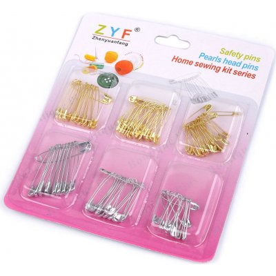 Spínací špendlíky na kartě mix velikostí Varianta: 2 nikl zlatá, Balení: 1 karta – Zboží Dáma Spínací špendlíky na kartě mix velikostí Varianta: 2 nikl zlatá, Balení: 1 karta – Zboží Dáma