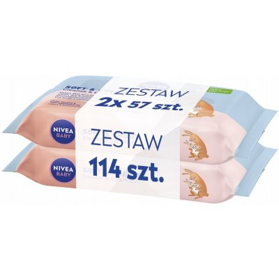 NIVEA Baby vlhčené ubrousky biodegradabilní Soft & Cream 2 x 57 ks – Hledejceny.cz