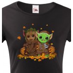 Dámské tričko Mistr Yoda a Groot černá – Zboží Mobilmania